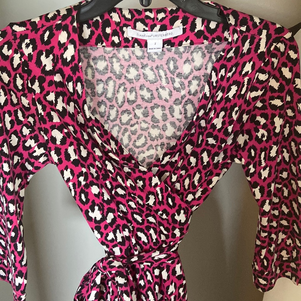 Diane von Furstenberg Pink Leopard Wrap Dress